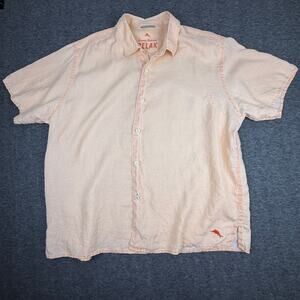 Tommy Bahama Relax 100% Linen Button Down Men's XXL Peach Premium Casual Coastal